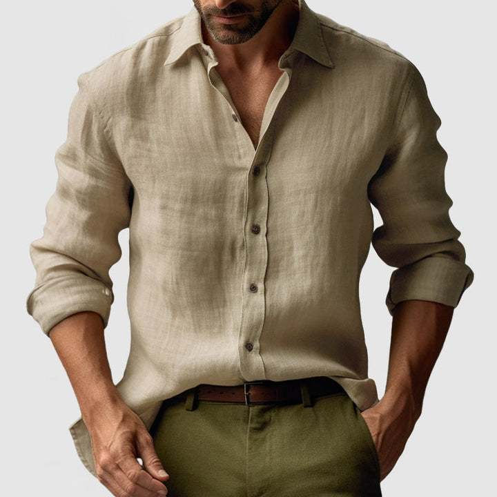 Marseille Studio | Chemise en lin vintage à manches longues pour hommes