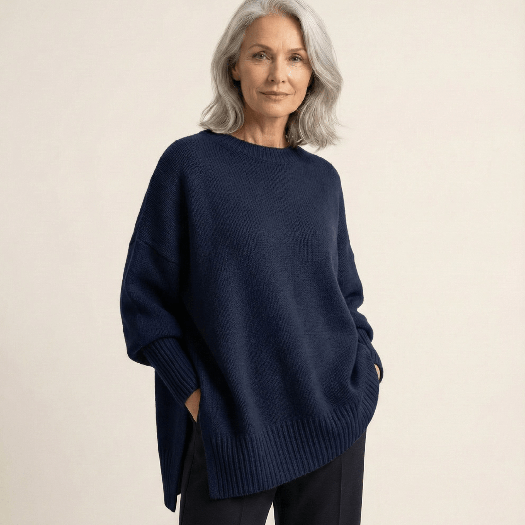 Livia I : un pull élégant à ourlet asymétrique