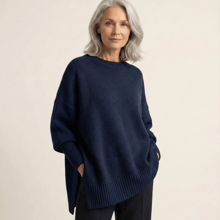 Livia I : un pull élégant à ourlet asymétrique