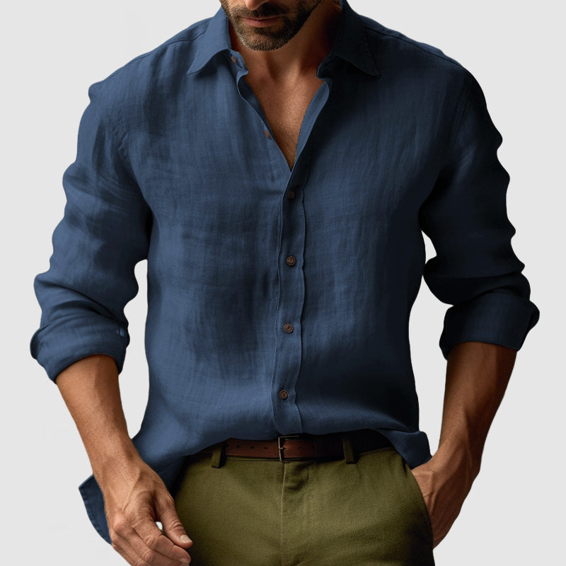 Marseille Studio | Chemise en lin vintage à manches longues pour hommes