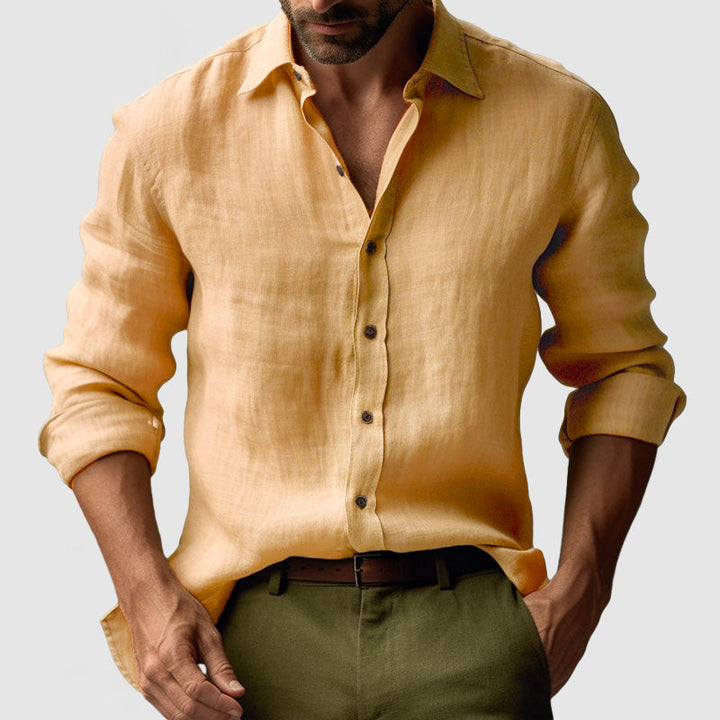 Marseille Studio | Chemise en lin vintage à manches longues pour hommes
