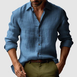 Marseille Studio | Chemise en lin vintage à manches longues pour hommes