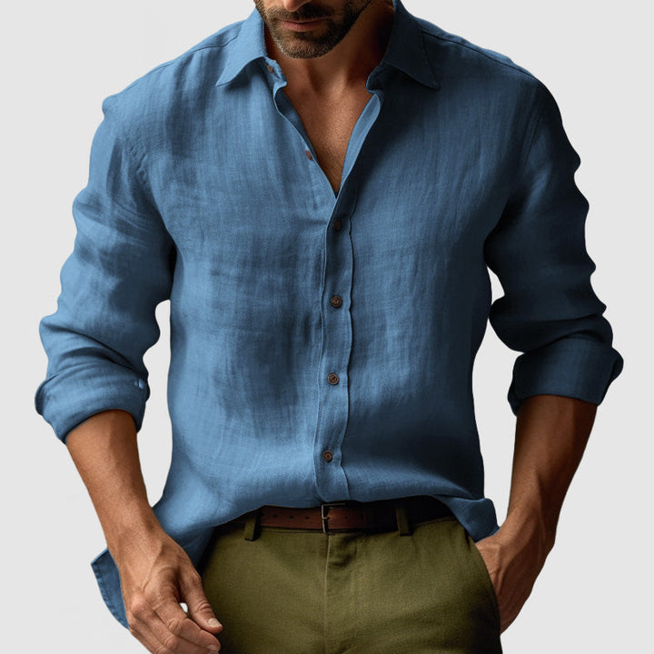 Marseille Studio | Chemise en lin vintage à manches longues pour hommes