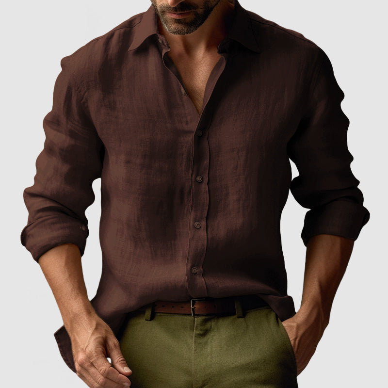 Marseille Studio | Chemise en lin vintage à manches longues pour hommes