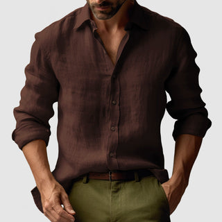 Marseille Studio | Chemise en lin vintage à manches longues pour hommes