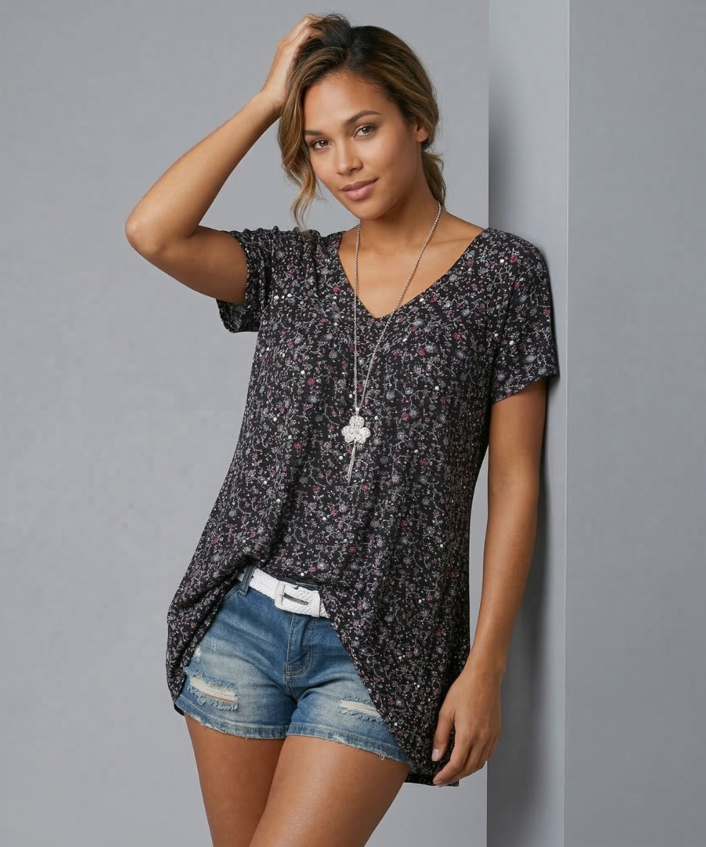 Macy | T-shirt Flora à col en V