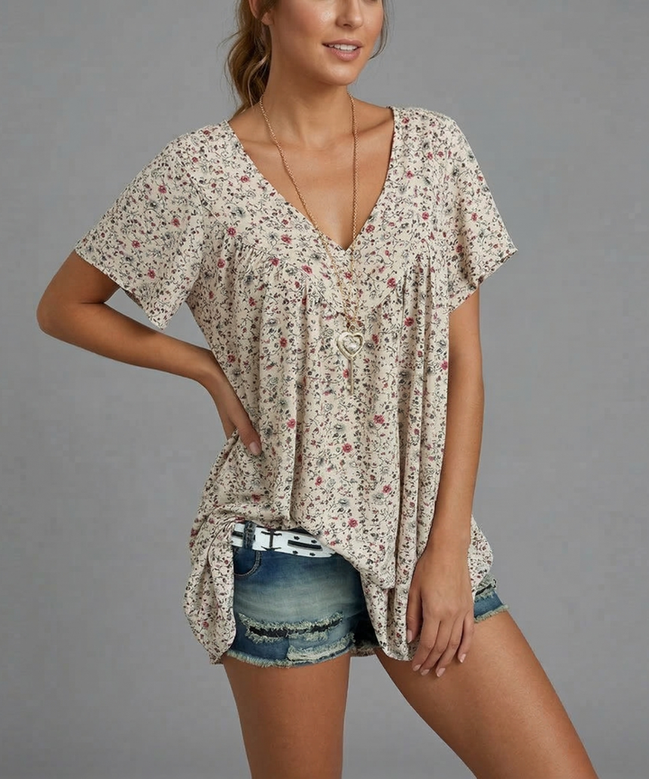 Macy | T-shirt Flora à col en V