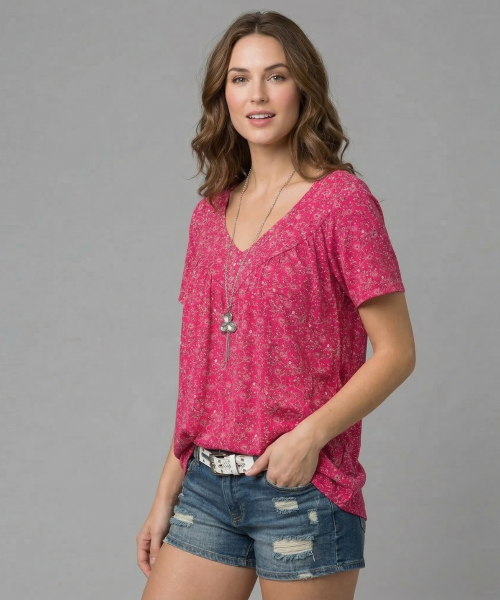 Macy | T-shirt Flora à col en V