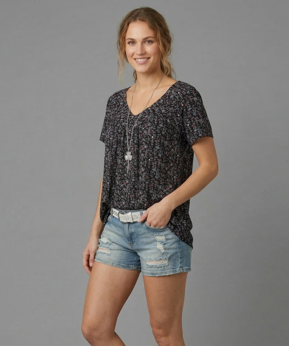 Macy | T-shirt Flora à col en V