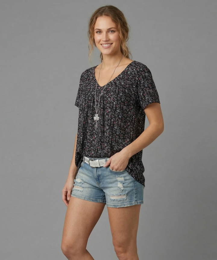 Macy | T-shirt Flora à col en V