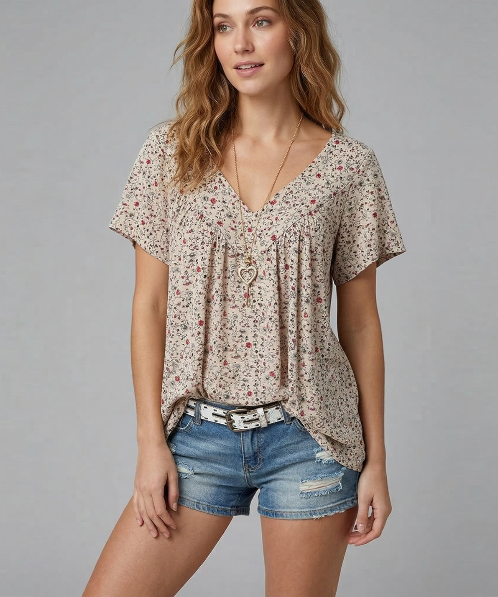 Macy | T-shirt Flora à col en V