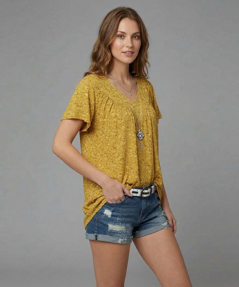 Macy | T-shirt Flora à col en V
