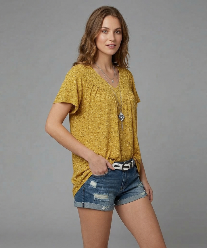 Macy | T-shirt Flora à col en V