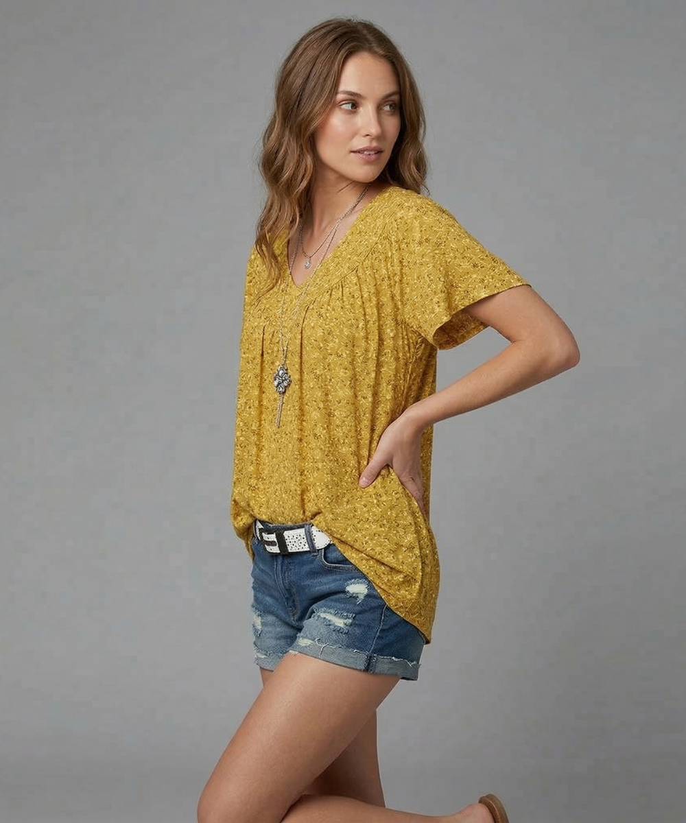 Macy | T-shirt Flora à col en V