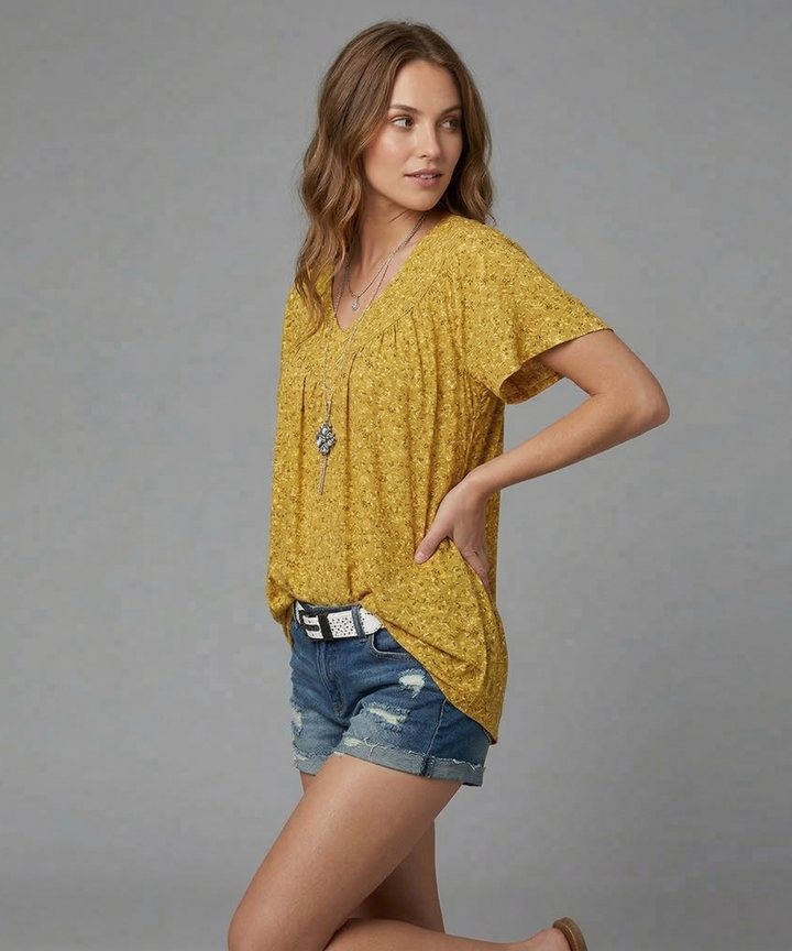 Macy | T-shirt Flora à col en V