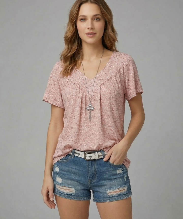 Macy | T-shirt Flora à col en V