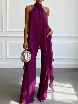 Violet | Ensemble élégant à col licou avec pantalon