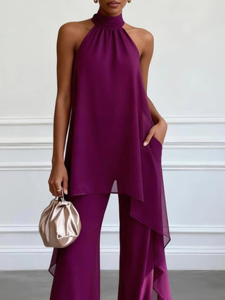 Violet | Ensemble élégant à col licou avec pantalon