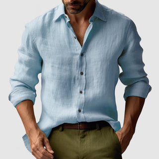 Marseille Studio | Chemise en lin vintage à manches longues pour hommes