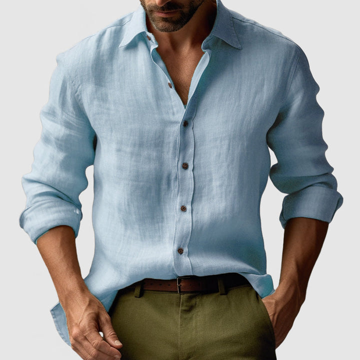 Marseille Studio | Chemise en lin vintage à manches longues pour hommes