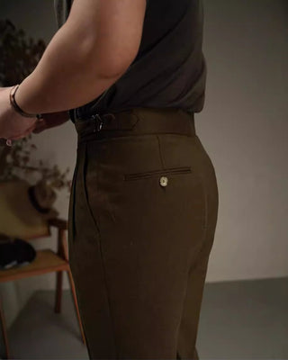 Pantalon en lin Carmesí