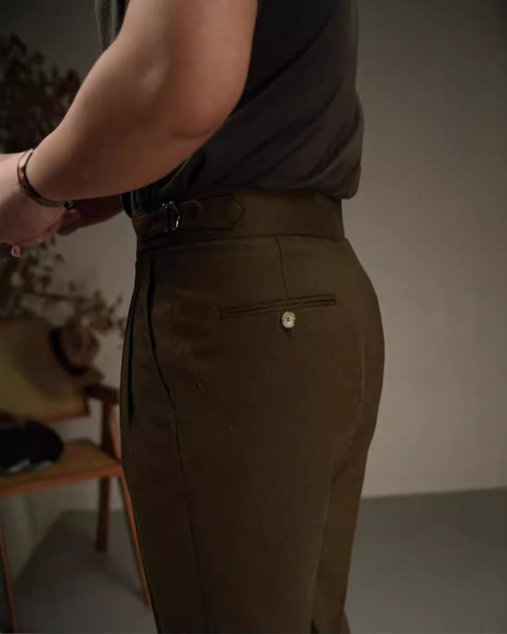 Pantalon en lin Carmesí