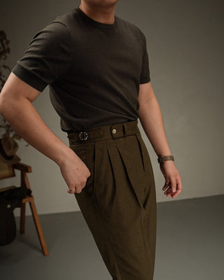 Pantalon en lin Carmesí