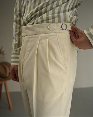Pantalon en lin Carmesí