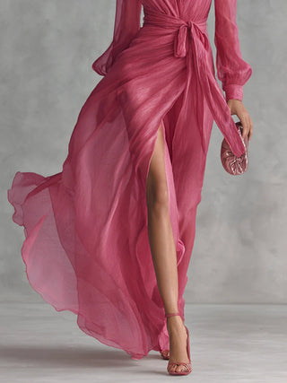 Juliette™ | Elegante Chiffon V-hals Tailleband Lange Jurk