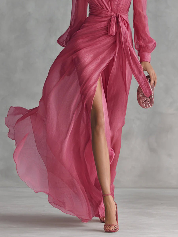 Juliette™ | Elegante Chiffon V-hals Tailleband Lange Jurk